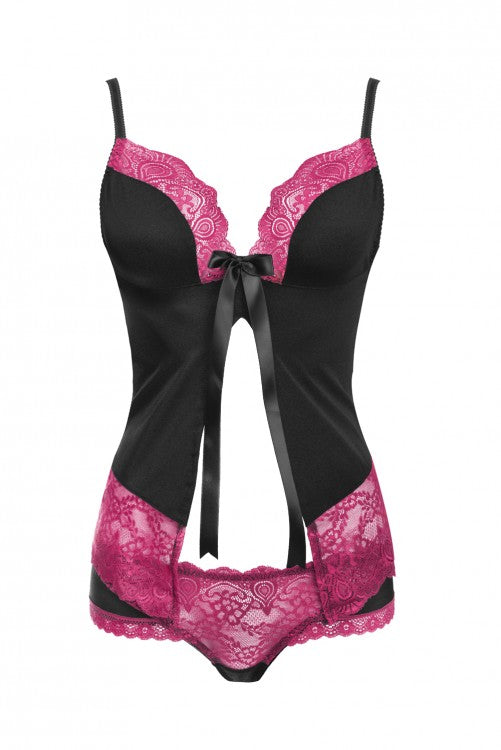 Zmysłowa Koszulka Damska Beccina LC 90430 Pink Rosses Black Czarny Collection LivCo Corsetti Fashion