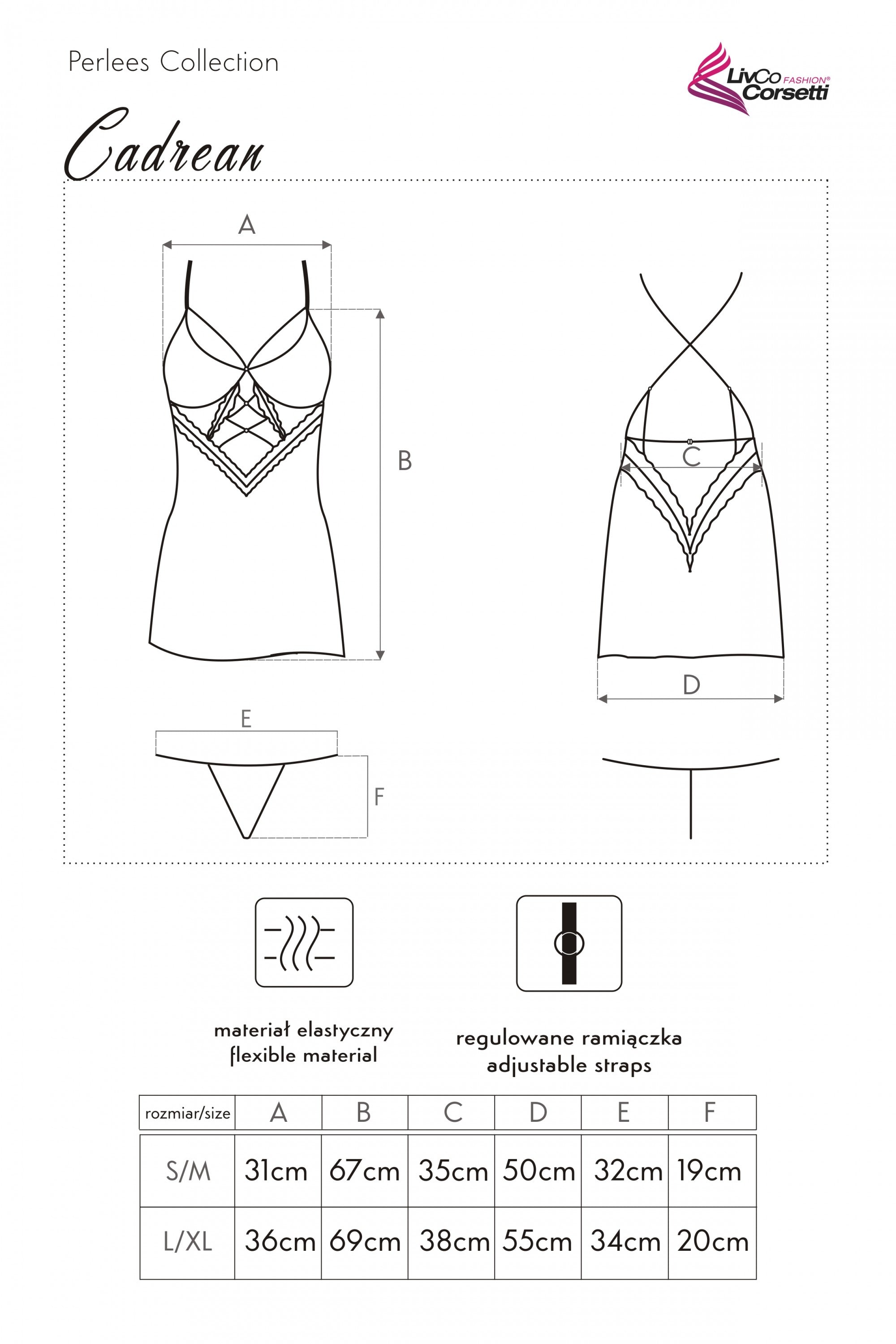 Zmysłowa Koszulka Damska Cadrean LC 90592 Perlees Pink Różowy Collection LivCo Corsetti Fashion