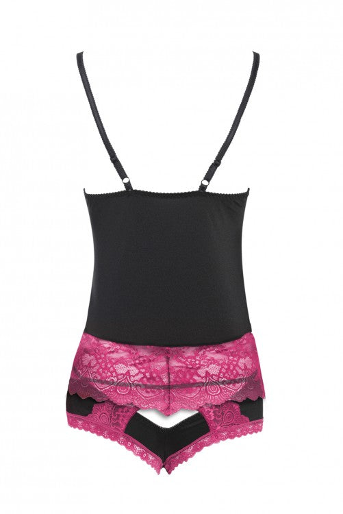 Zmysłowa Koszulka Damska Beccina LC 90430 Pink Rosses Black Czarny Collection LivCo Corsetti Fashion