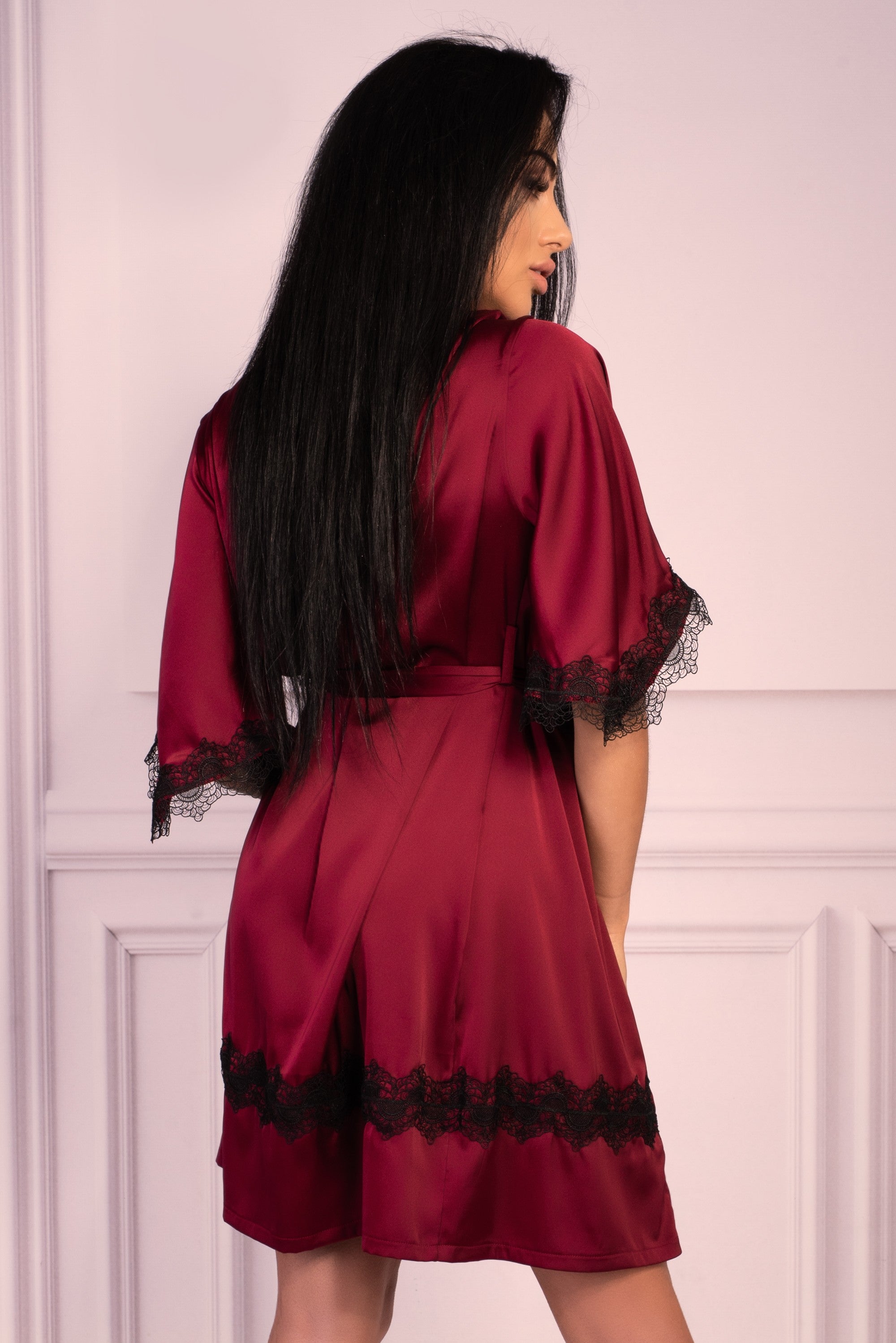 Szlafrok Aresmina LC 90564 Cherry Mahogany Callection Burgundy Bordowy LivCo Corsetti Fashion