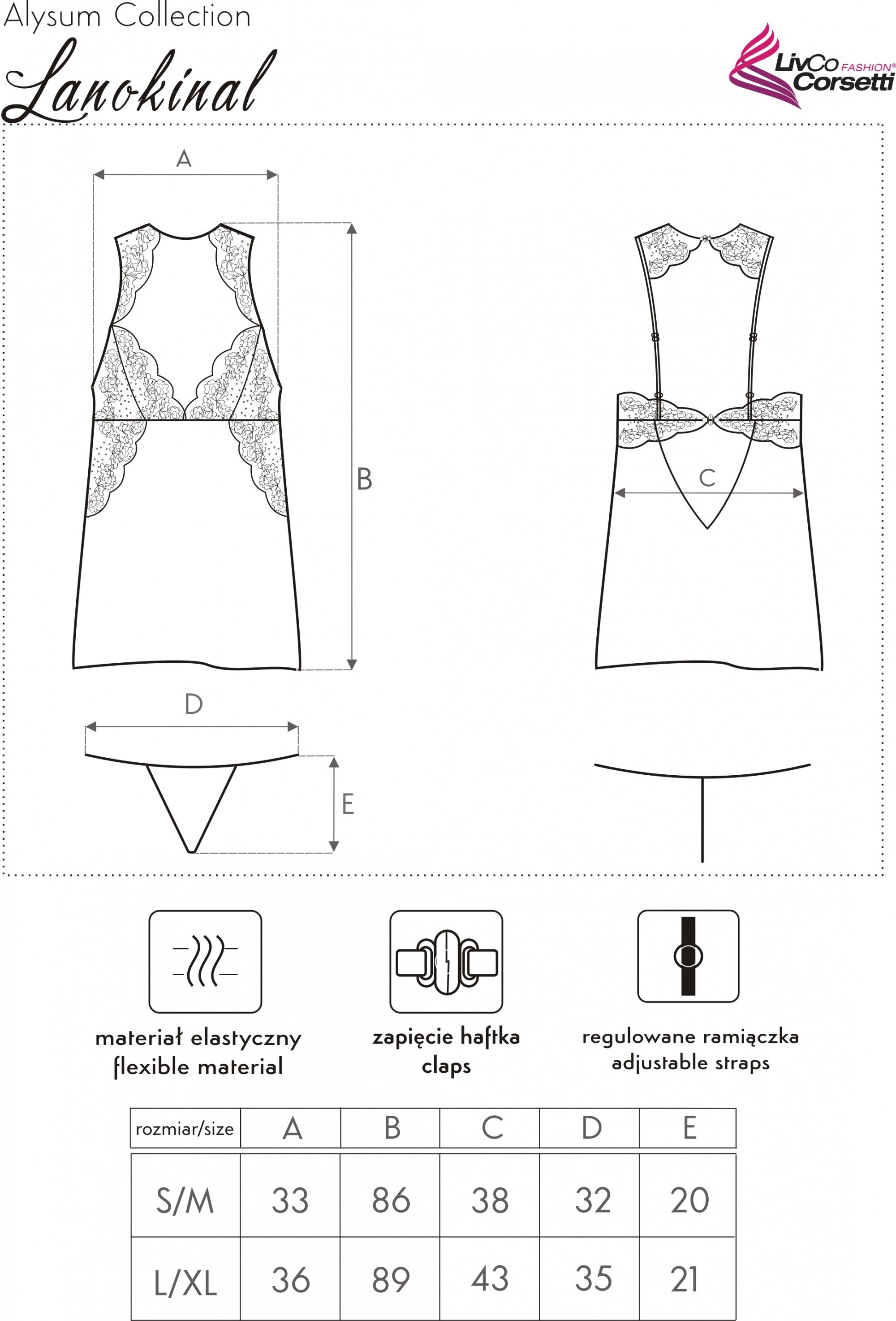 Zmysłowa Koszulka Damska Lanokinal LC 90595 Alysum Collection LivCo Corsetti Fashion