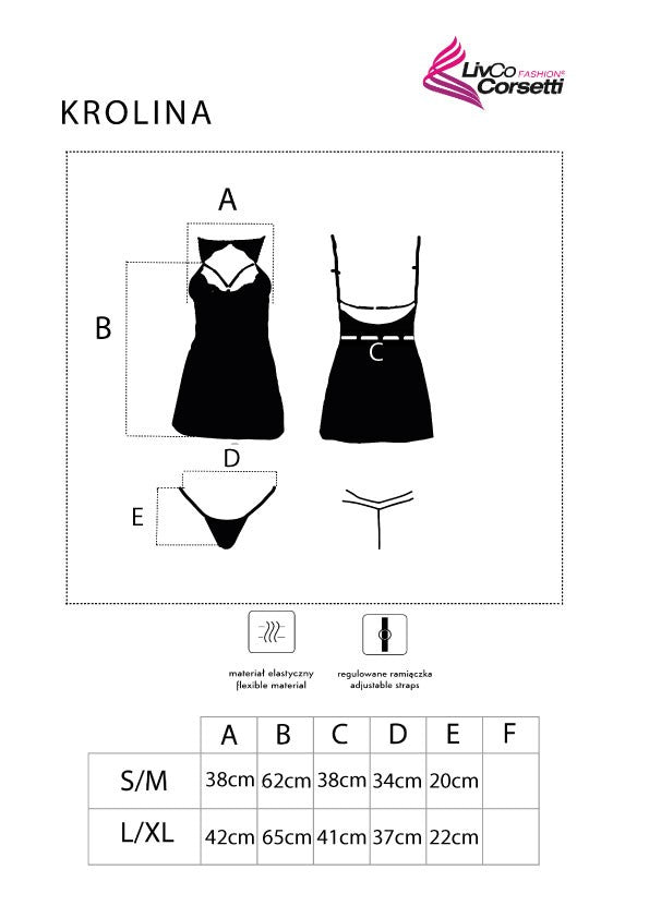Krolina Black/Czarna seksowna koszulka nocna LivCo Corsetti Fashion