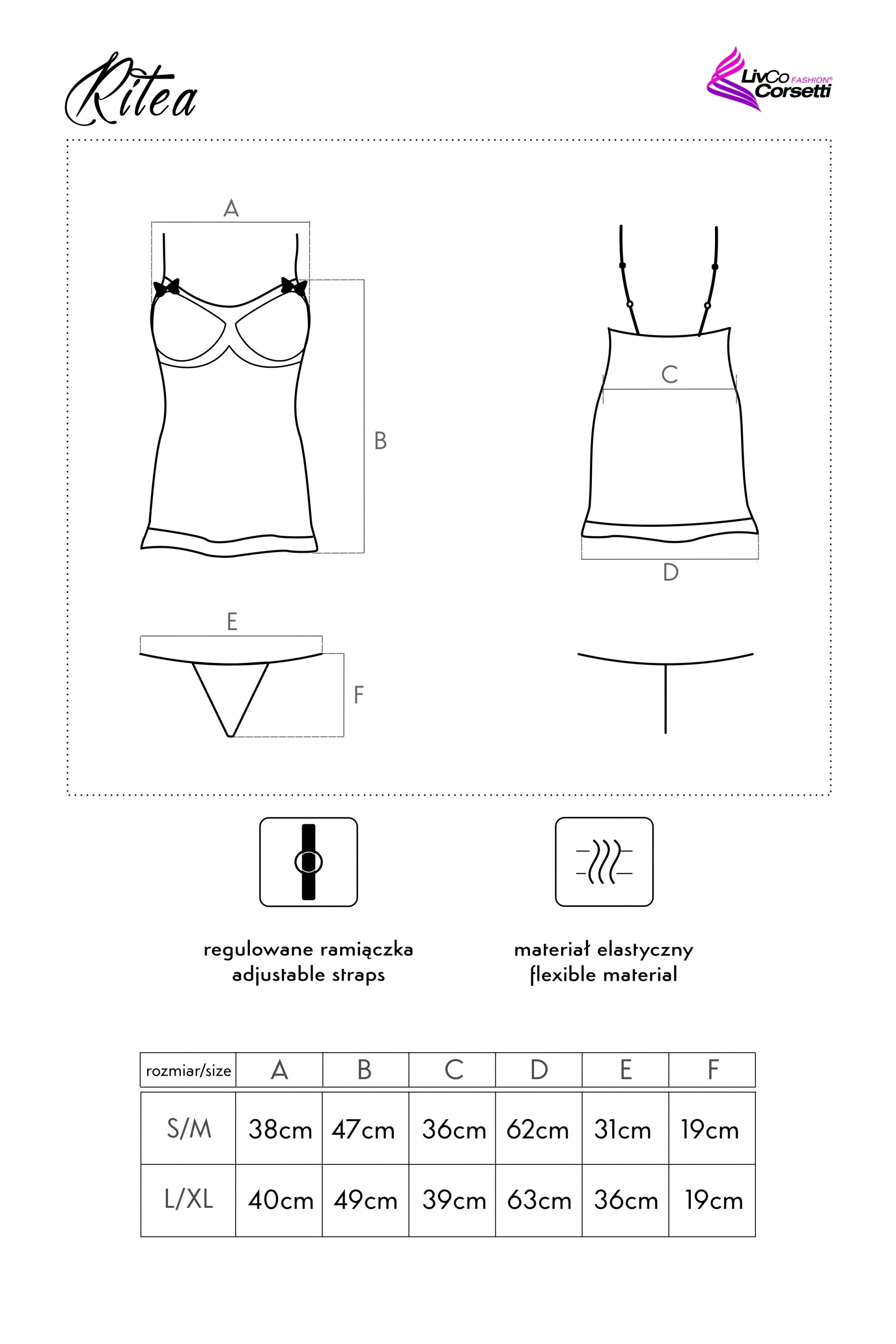Zmysłowa Koszulka Damska Ritea Black Czarny LivCo Corsetti Fashion