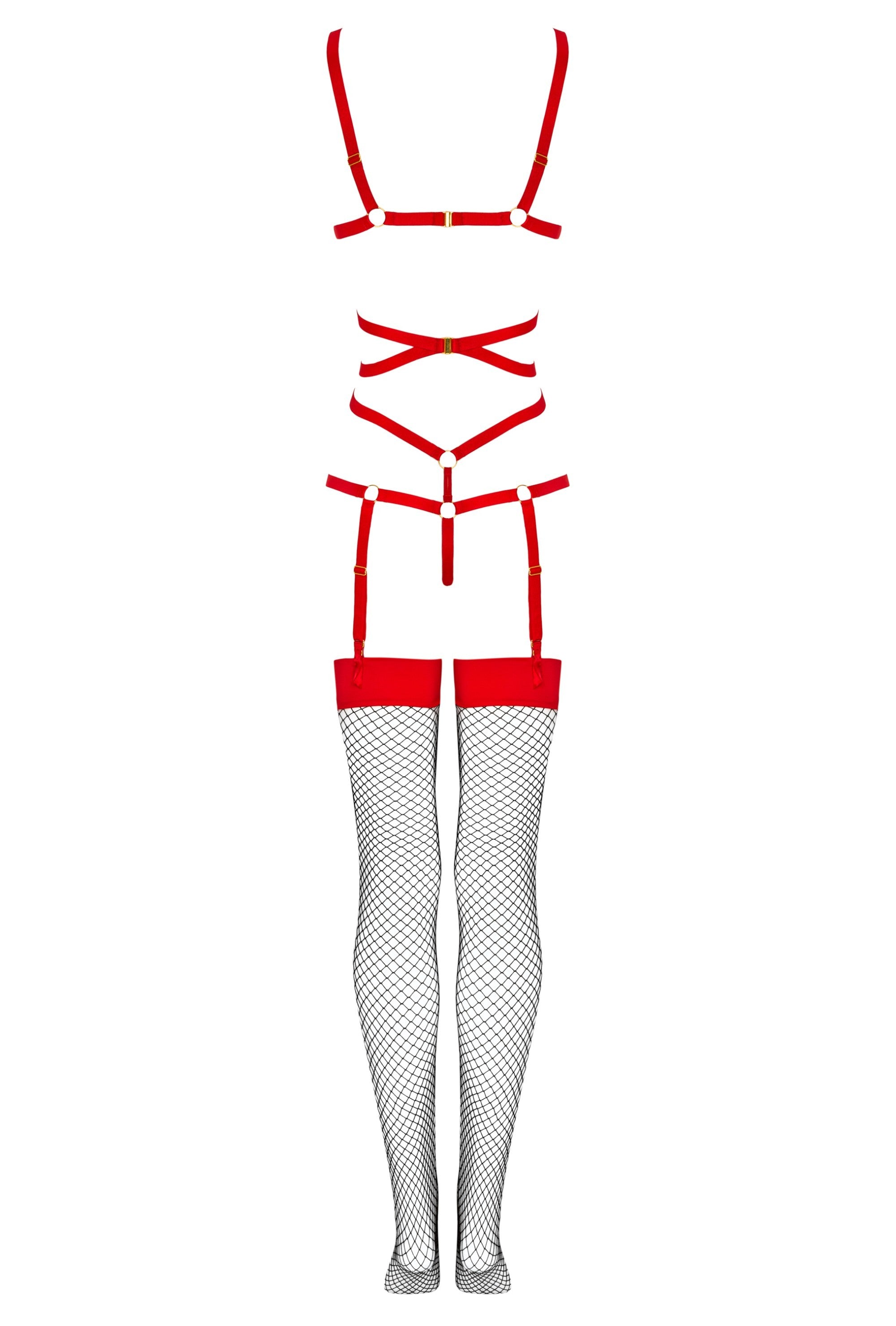 Thiara Red/Czerwone zmysłowe body z pończochami LivCo Corsetti Fashion