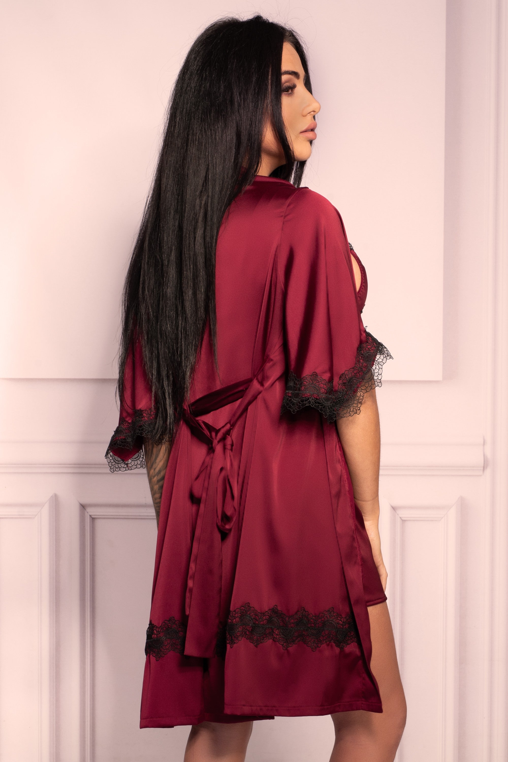 Szlafrok Aresmina LC 90564 Cherry Mahogany Callection Burgundy Bordowy LivCo Corsetti Fashion