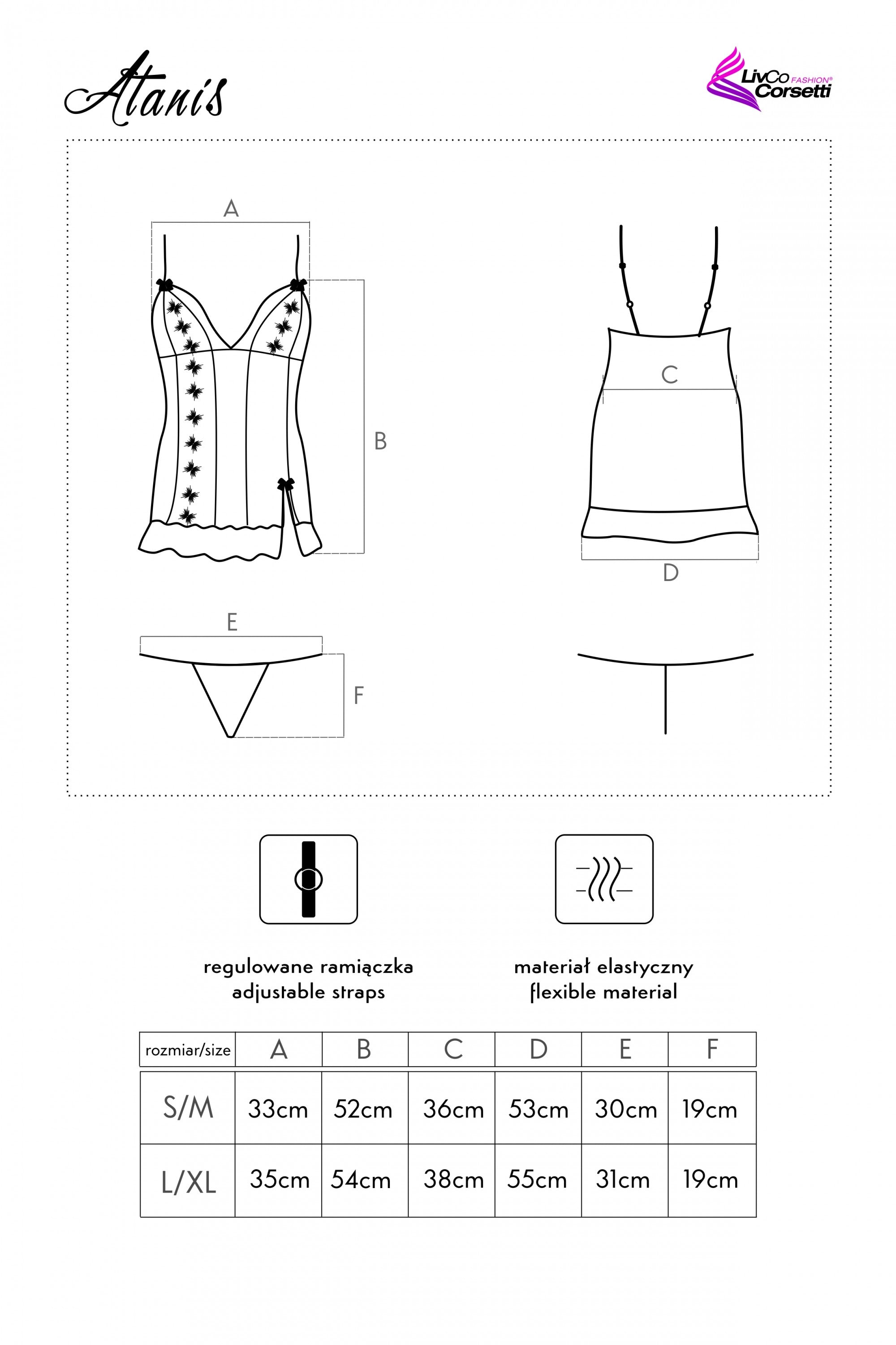 Zmysłowa Koszulka Damska Atanis Black Czarna LivCo Corsetti Fashion