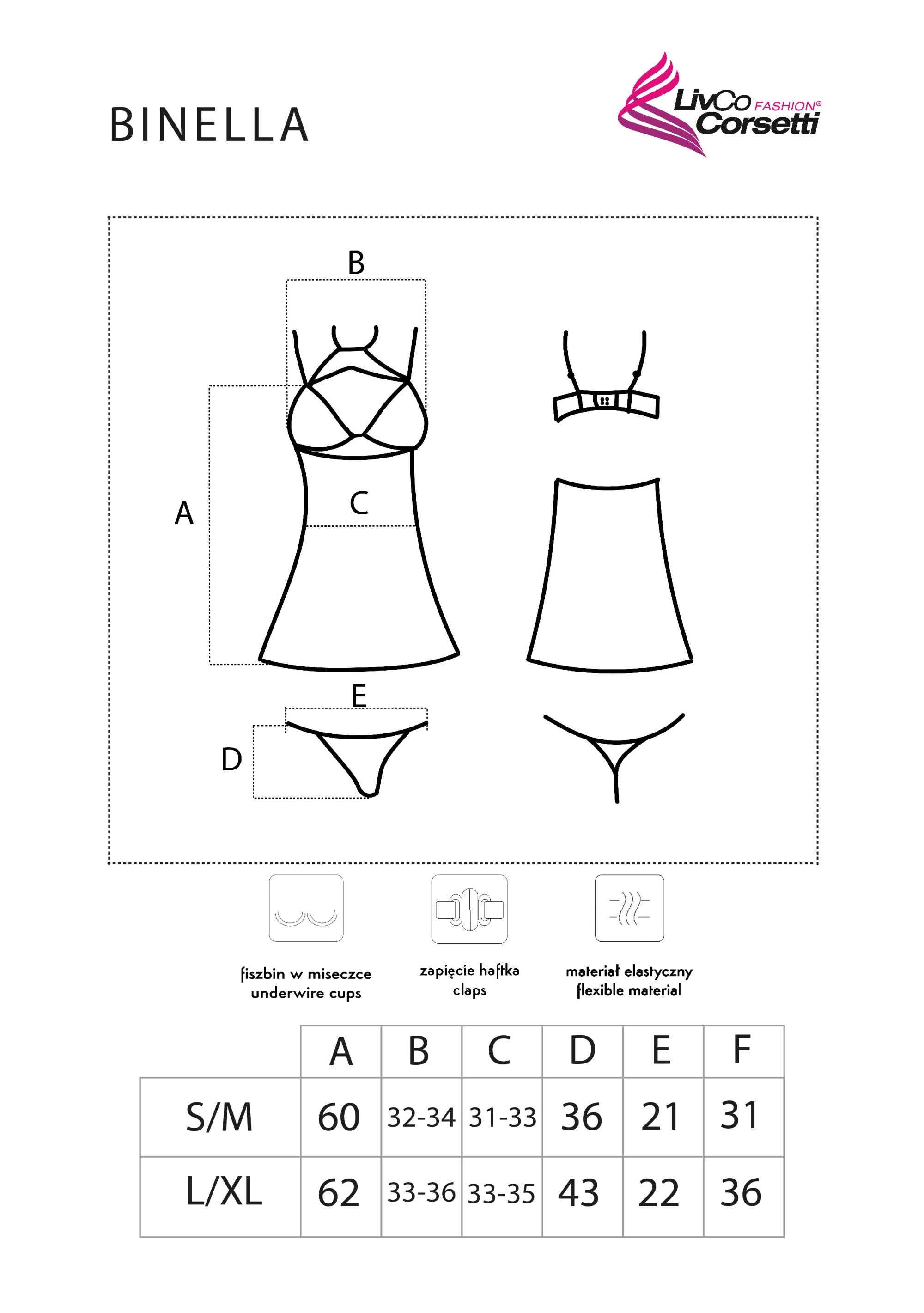 Zmysłowa Koszulka Damska Binella For The Senses Black Czarny Collection LivCo Corsetti Fashion