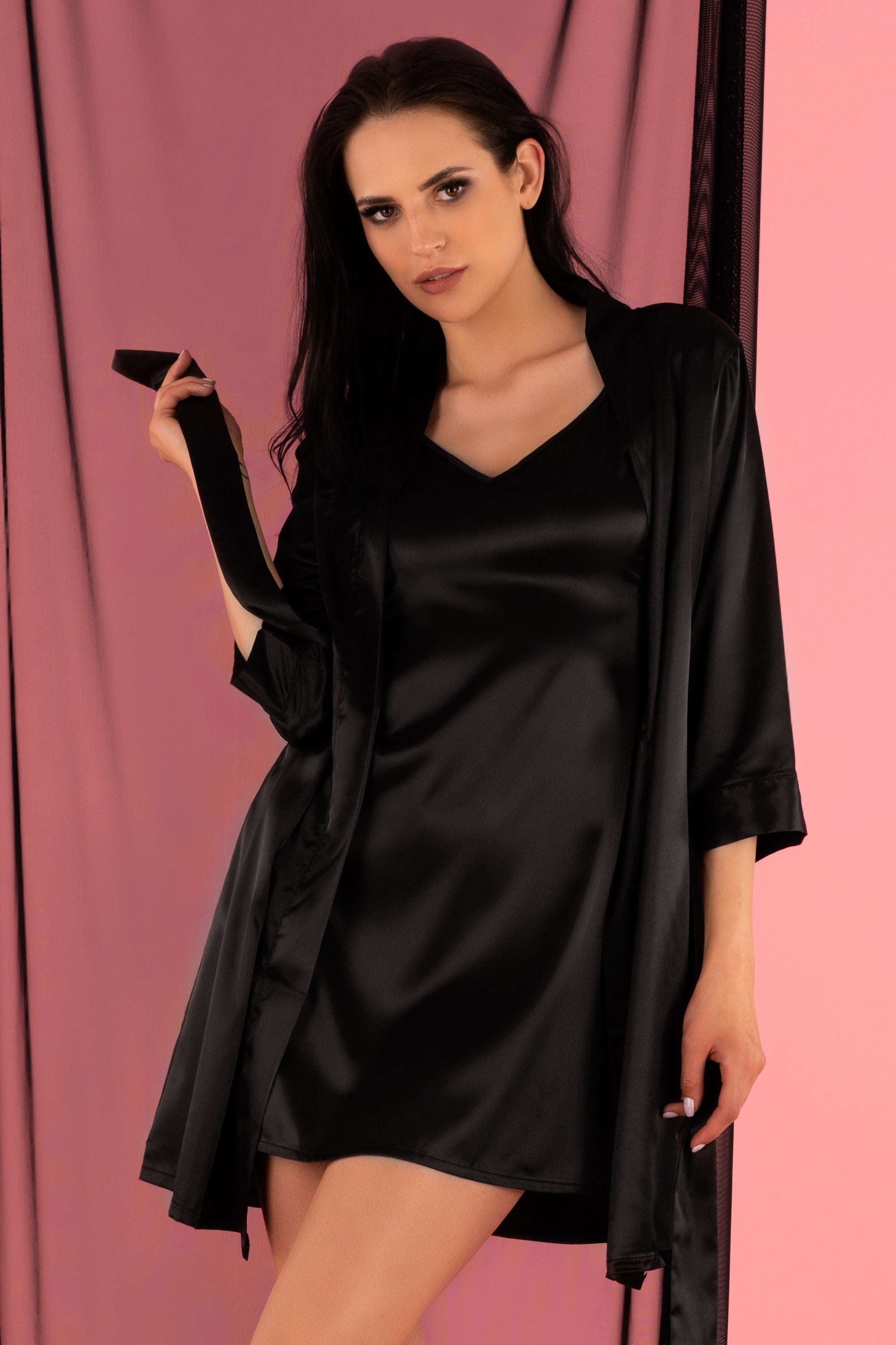Zmysłowa Koszulka Damska Mirdama Black LC 90519 Est Belle Black Czarny Collection LivCo Corsetti Fashion