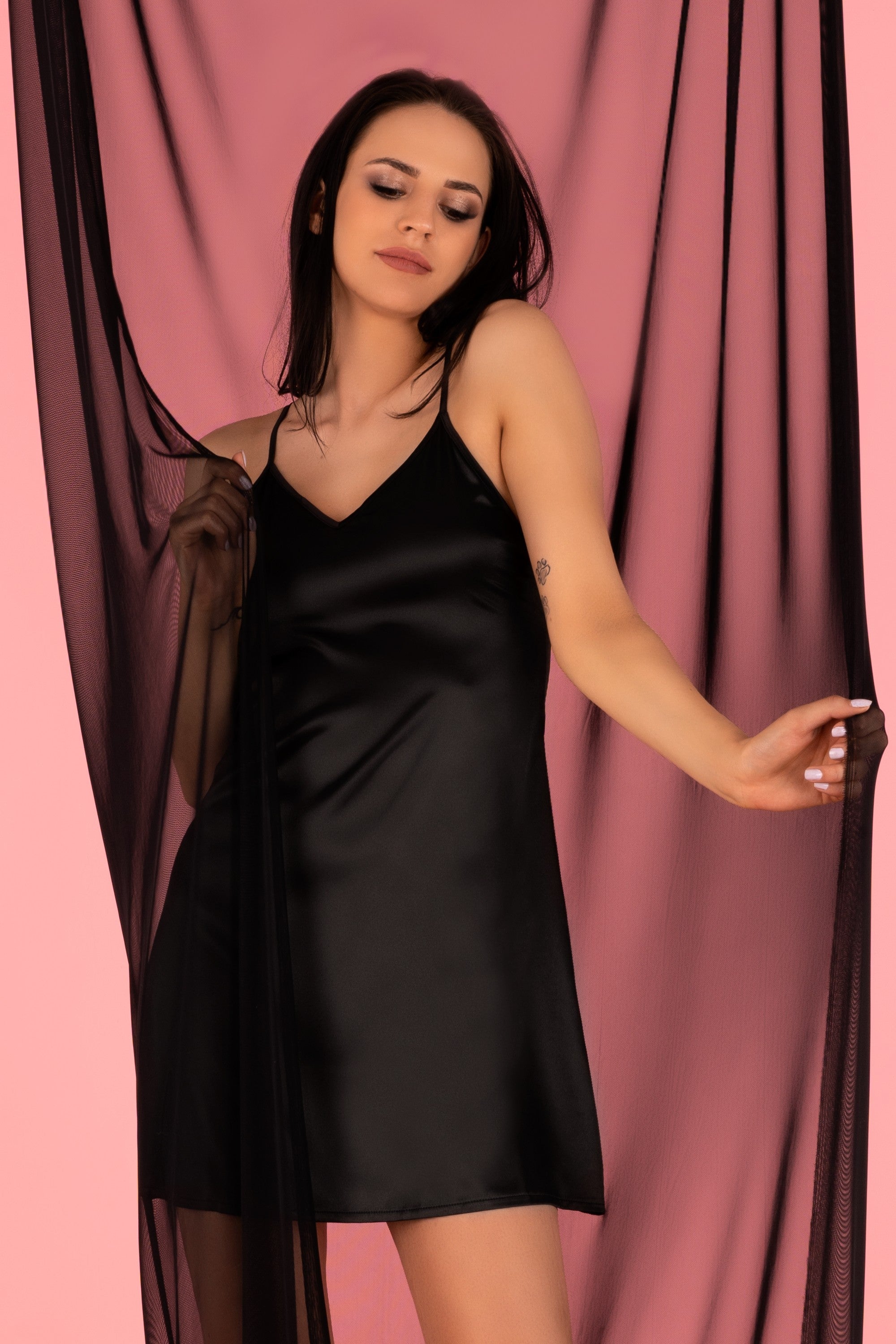 Zmysłowa Koszulka Damska Mirdama Black LC 90519 Est Belle Black Czarny Collection LivCo Corsetti Fashion