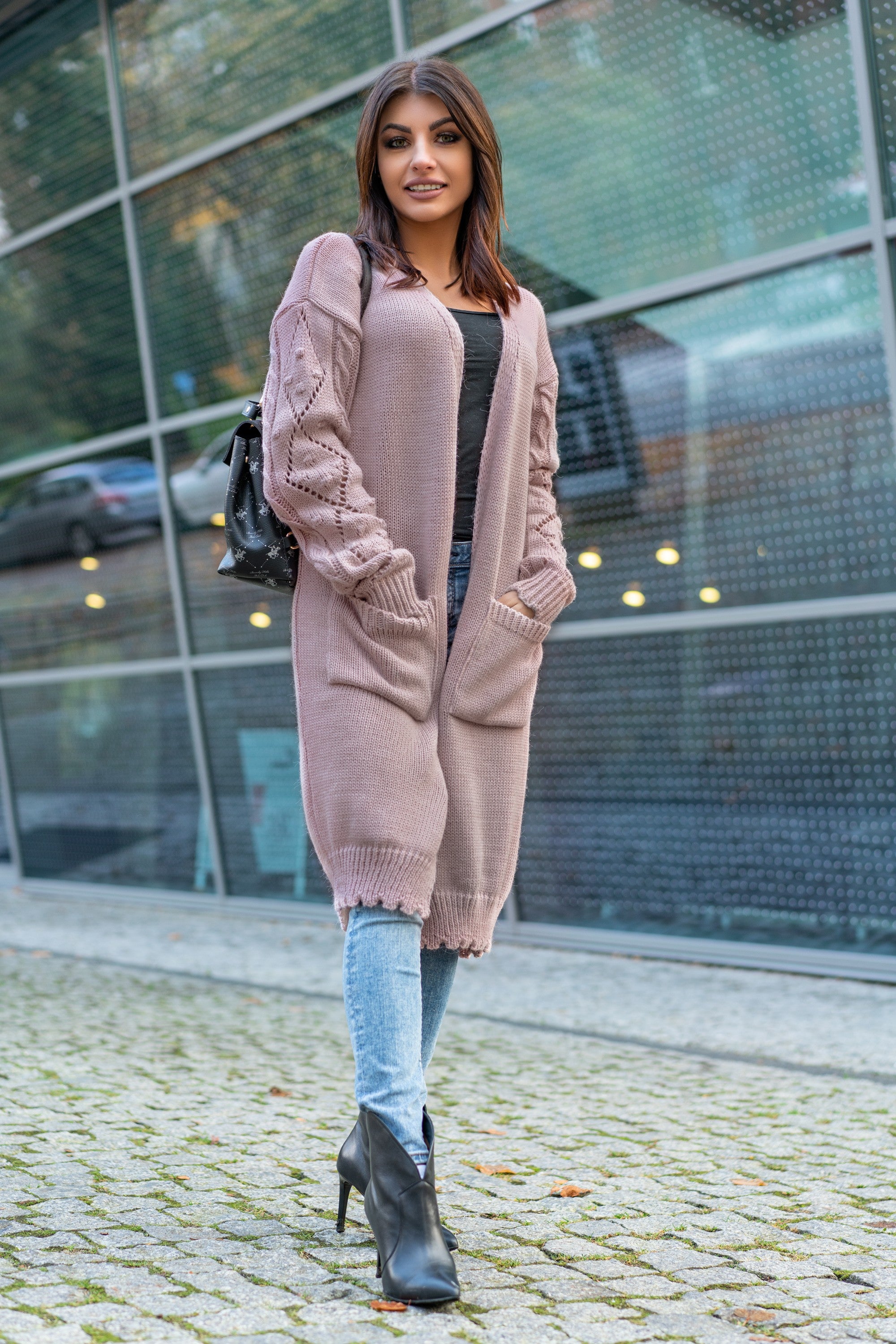 Kardigan Żakiet Marynarka Delaina Dusty Rose