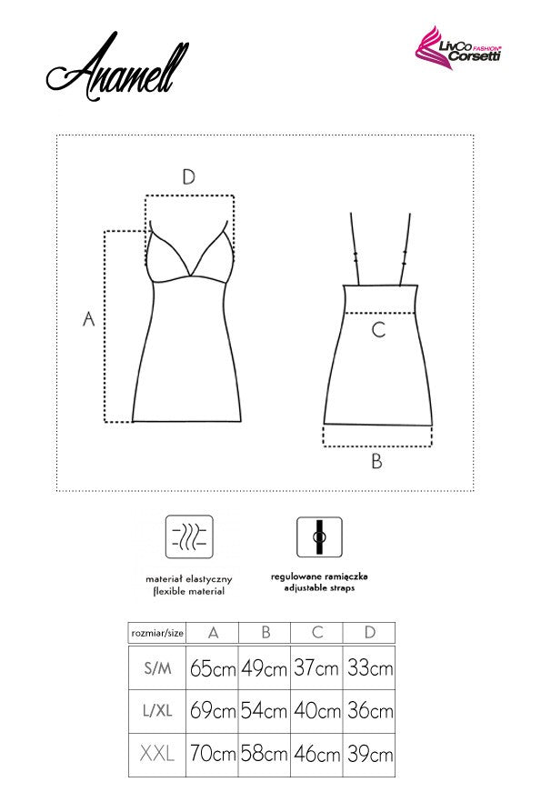 Anamell Turquoise/Turkusowa damska koszulka nocna satynowa LivCo Corsetti Fashion