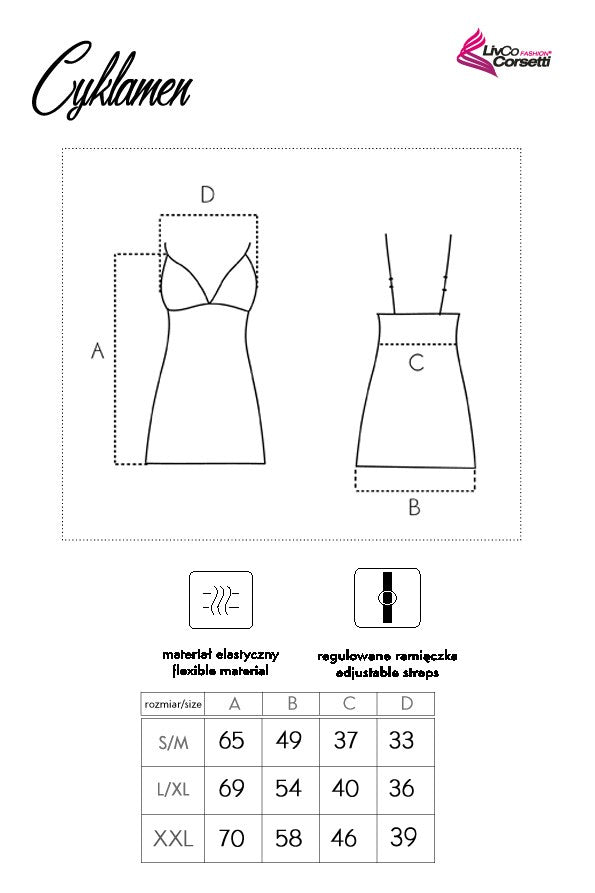 Cyklamen Pink/Różowa damska koszulka nocna satynowa LivCo Corsetti Fashion