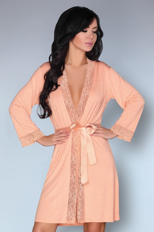Szlafrok Natela LC 90381-1 Kore Peach Collection Pink Różowy LivCo Corsetti Fashion